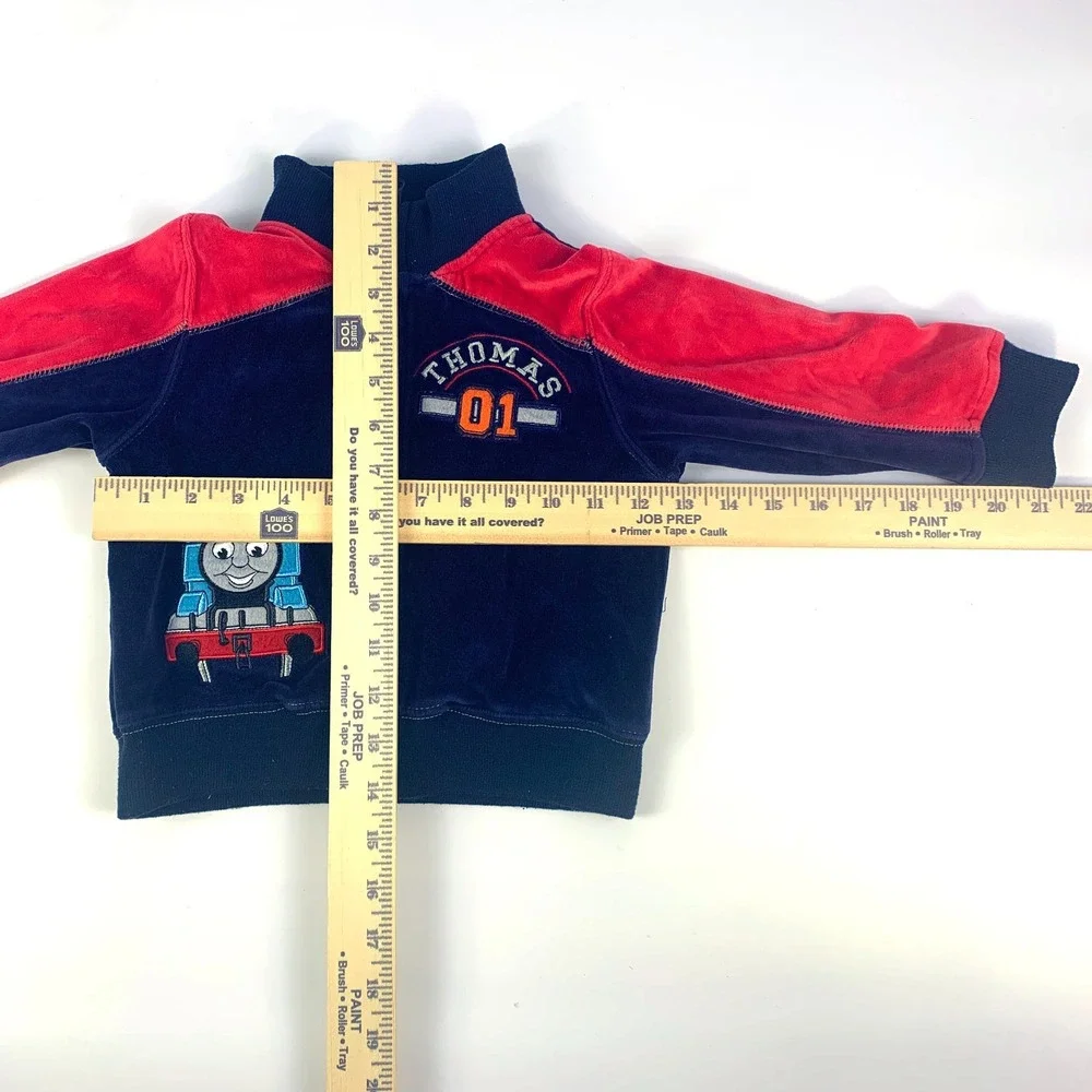 VTG Thomas the Tank Engine Velour‎ Track Jacket Sz 2T Blue Red 01 Train